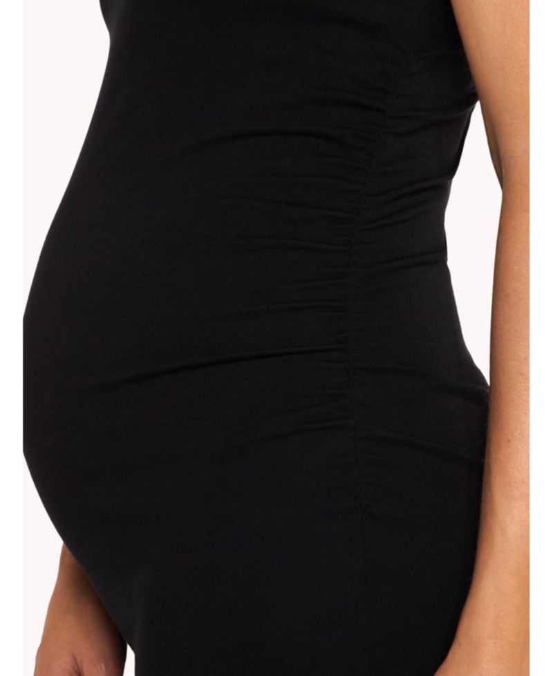 Women's Motherhood Sleeveless Side Ruched Midi Dress
