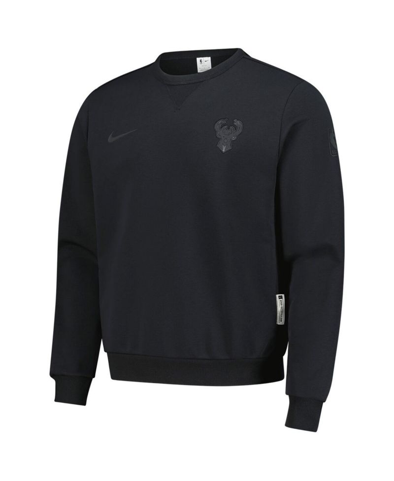 Men's Black Milwaukee Bucks Authentic Standard Issue Travel Dri-FIT Pullover Sweatshirt