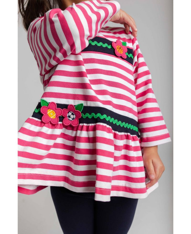 Toddler Girls (2T - 6X) Stripe Knit Tunic With Sport Flowers And Leggings