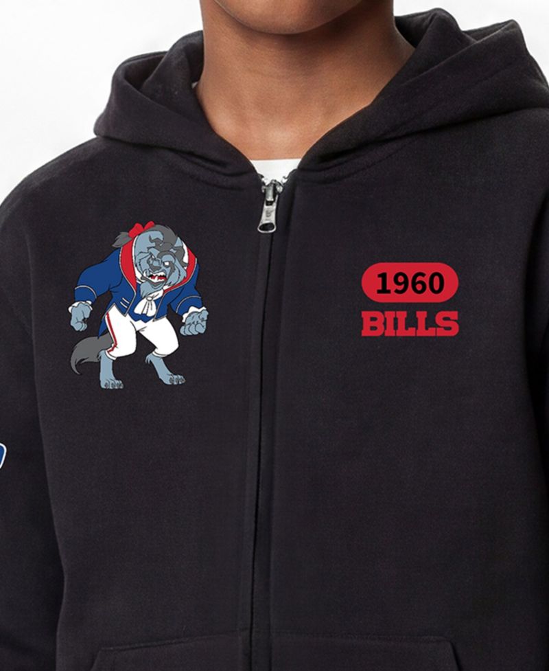 Big Boys and Girls Black Buffalo Bills Disney X Champion Full-Zip Hoodie