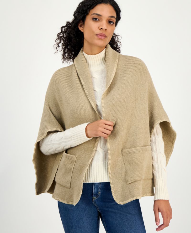 Solid Scarf Wrap With Pockets