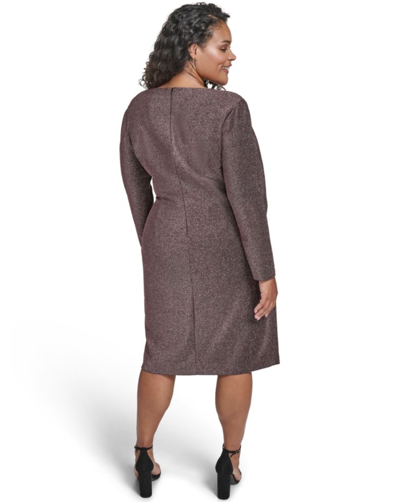 Plus Size Long Sleeve Glitter Knit Dress