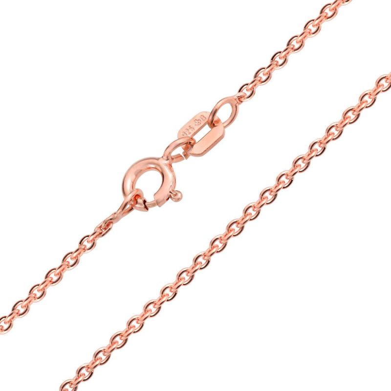Simple Thin 2MM Rose Gold Plated .925 Sterling Silver Rolo Cable Chain Necklace 18 Inch