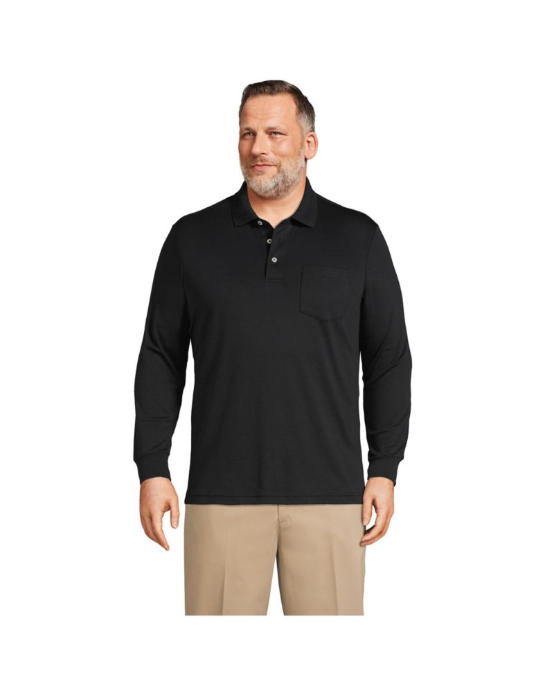 Big & Tall Long Sleeve Cotton Supima Polo Shirt with Pocket