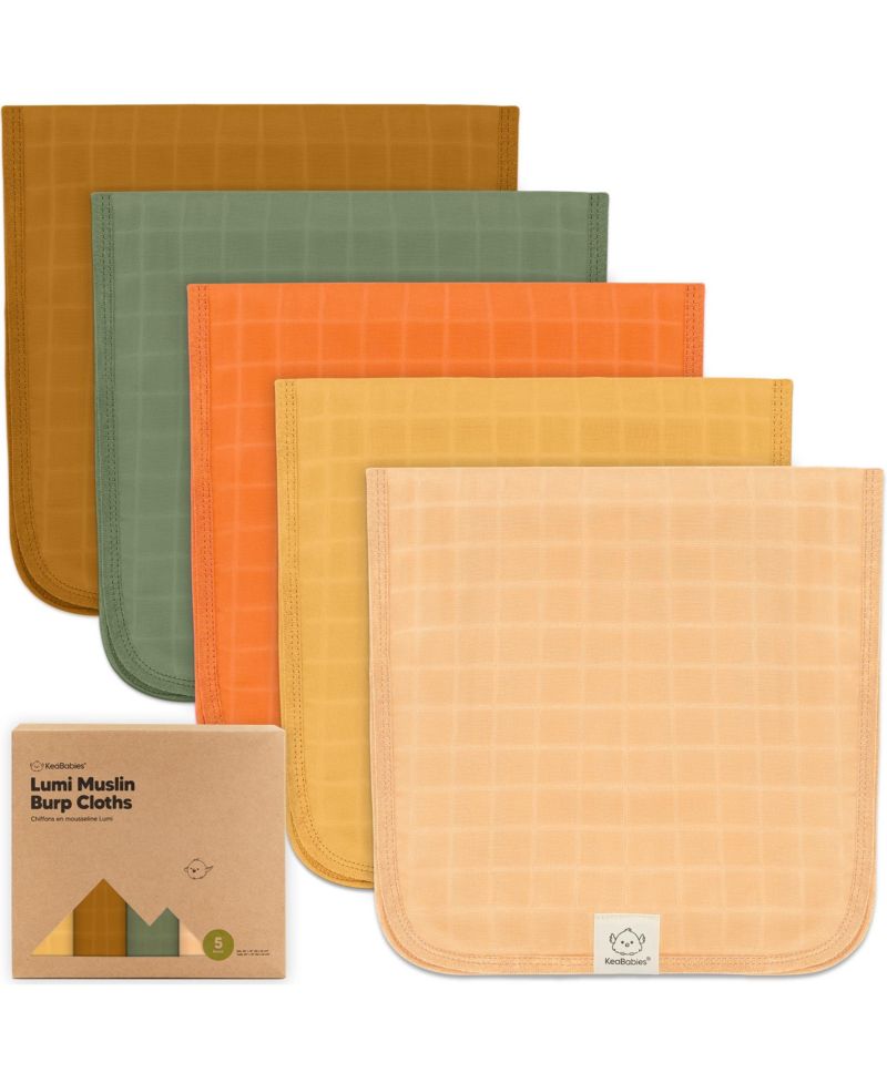 5 pieces Lumi Muslin Burp Cloths for Baby Boys, Girls, Baby Burp Cloths