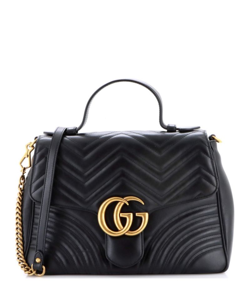 Medium GG Marmont Top Handle Flap Bag Matelasse Leather