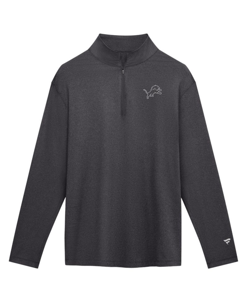 Men's Charcoal Detroit Lions Clutch Quarter-Zip Pullover Sweatshirt