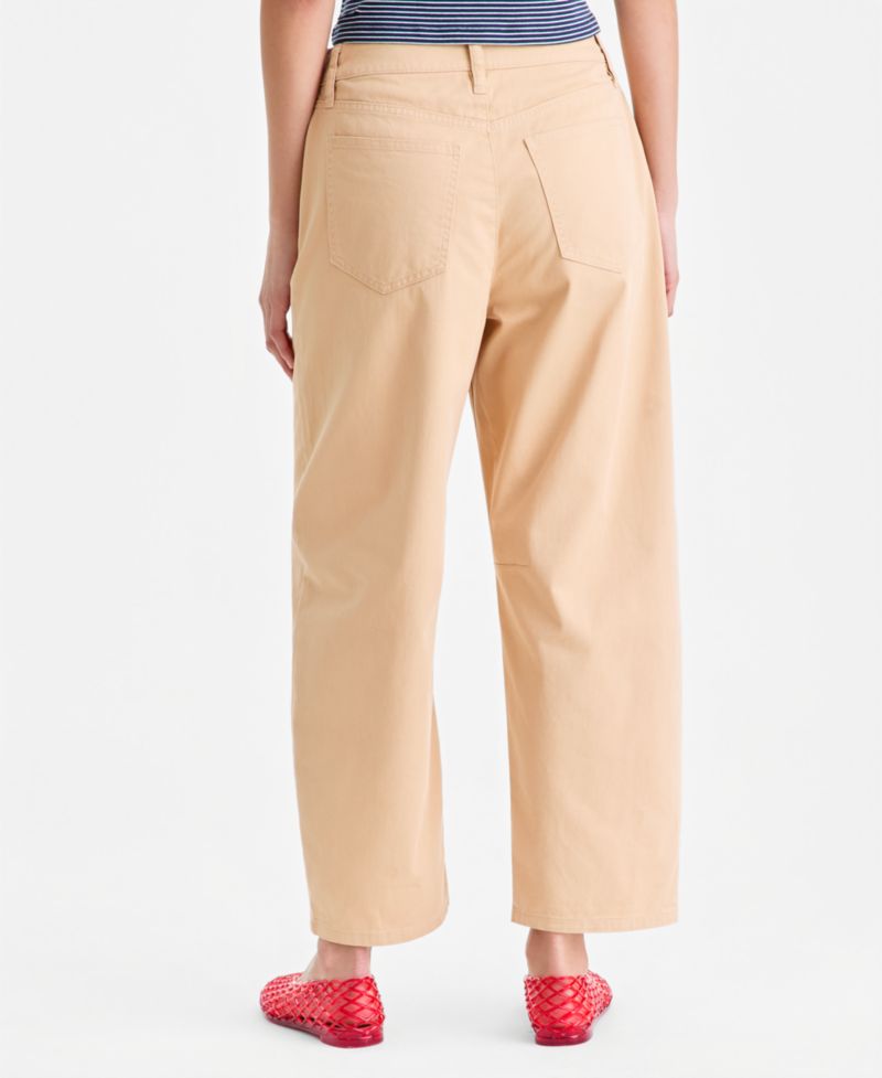 Women's High-Rise Twill Barrel-Leg Pants