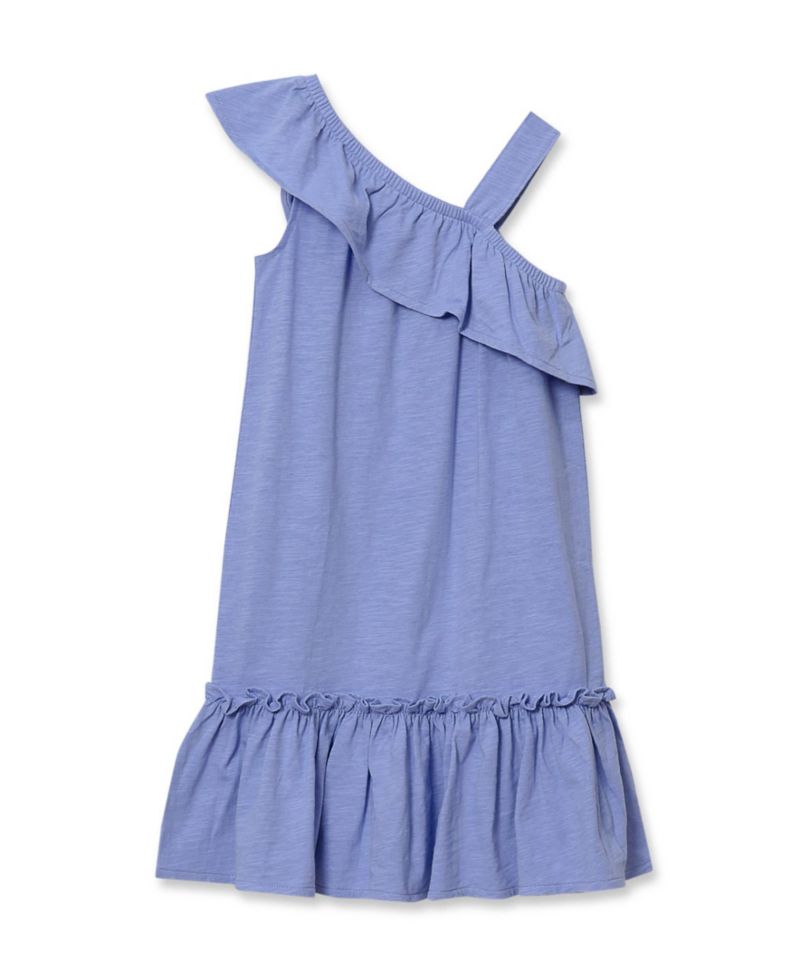 Little and Big Girls Ruffle Asymmetrical Dress