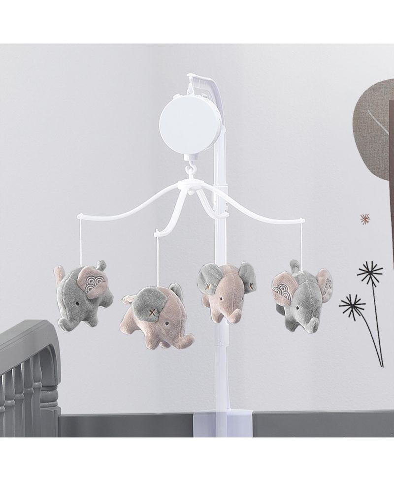 Elephant Love Musical Baby Crib Mobile Soother Toy - Gray