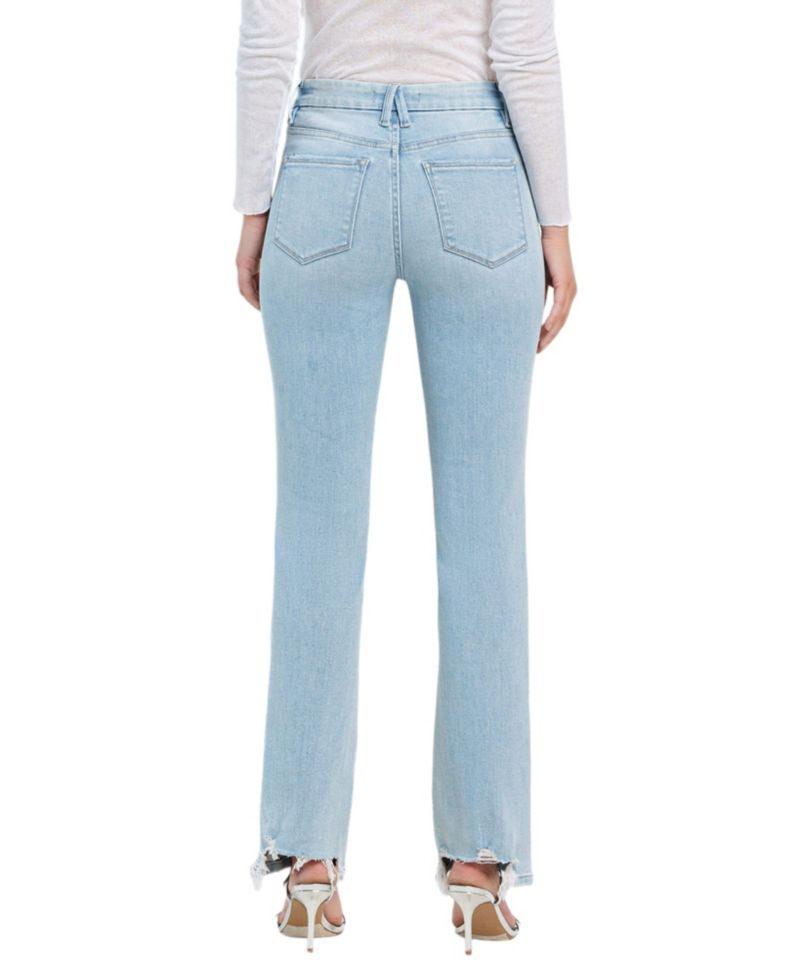 Women's High Rise Distressed Hem Bootcut Jeans