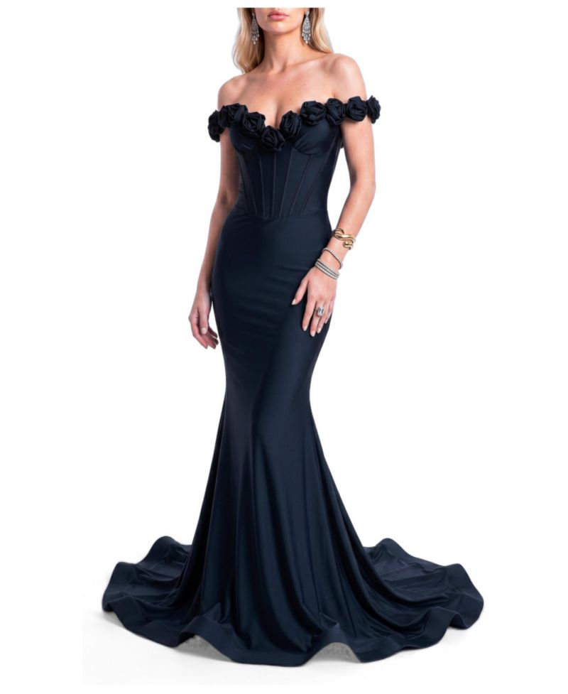 Women's Rosette Off-Shoulder Mermaid Gown
