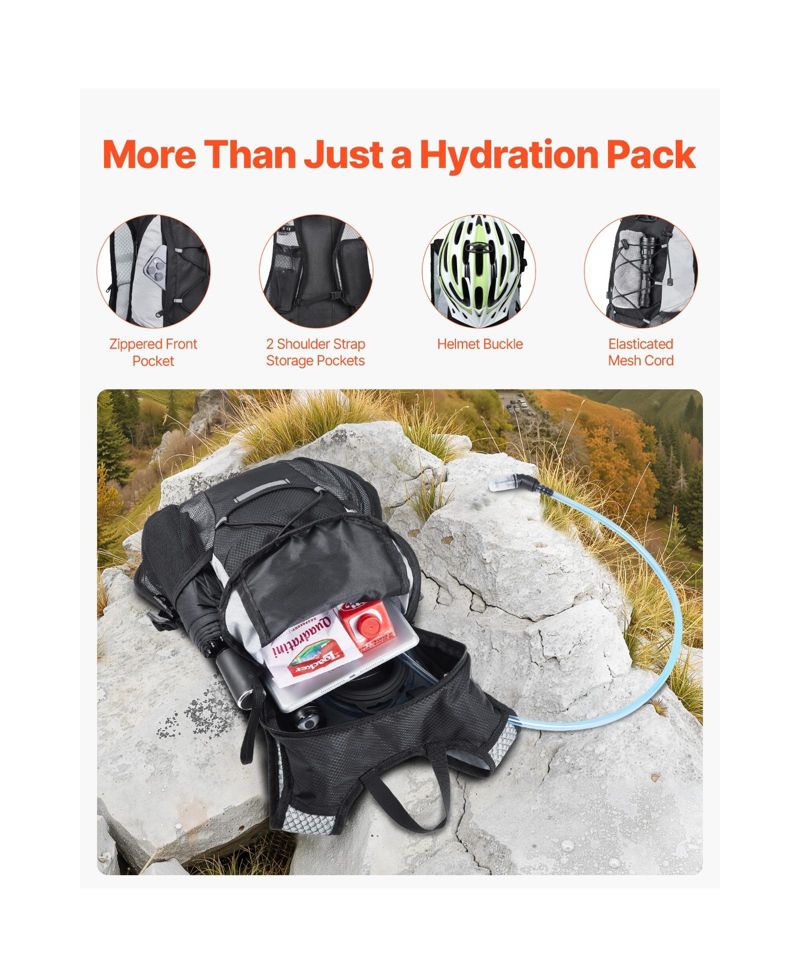 Hydration Backpack with 2L TPU Water Bladder, Lightweight 8L Hiking Daypack for Running and Cycling
