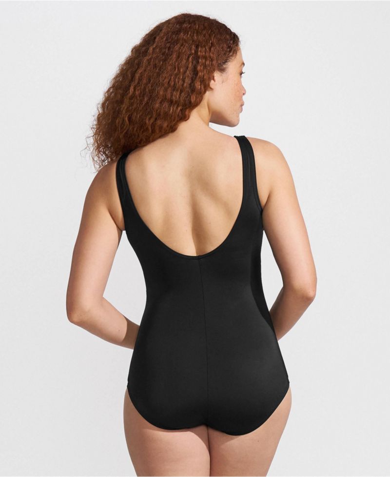 Petite Chlorine Resistant Soft Cup Tugless Sporty One Piece Swimsuit
