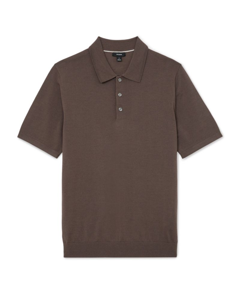 Men's Manor Half Button Merino Wool Polo Shirt
