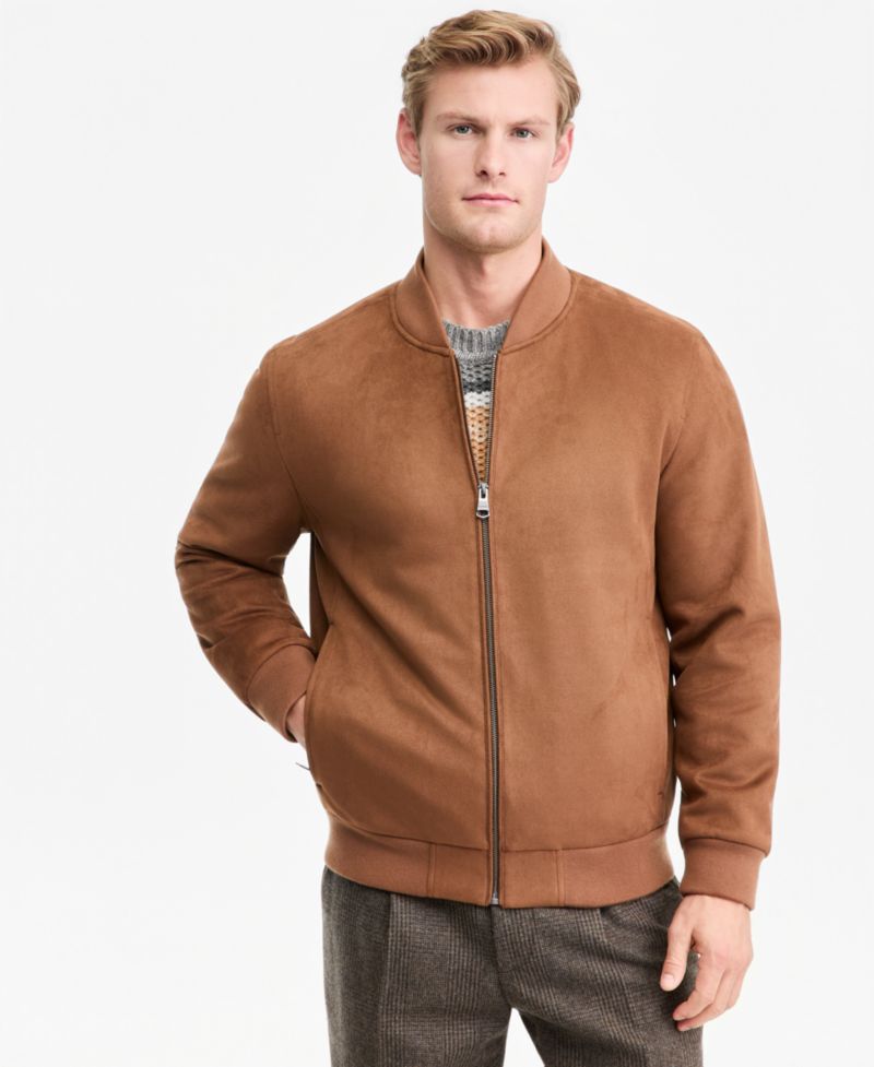 Men's Faux-Suede Bomber Jacket