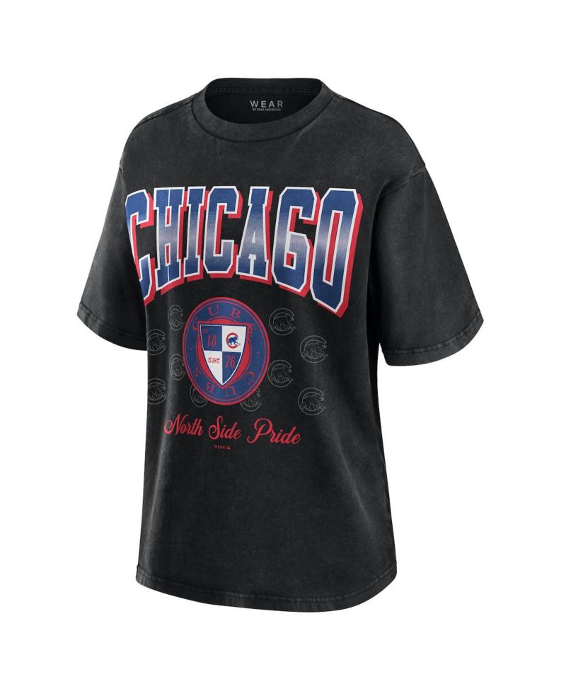 Women's Black Chicago Cubs Oversized Boyfriend T-Shirt