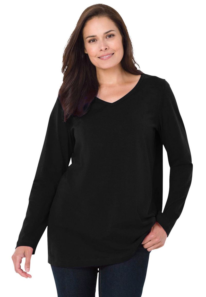 Plus Size Perfect Long-Sleeve V-Neck Tee