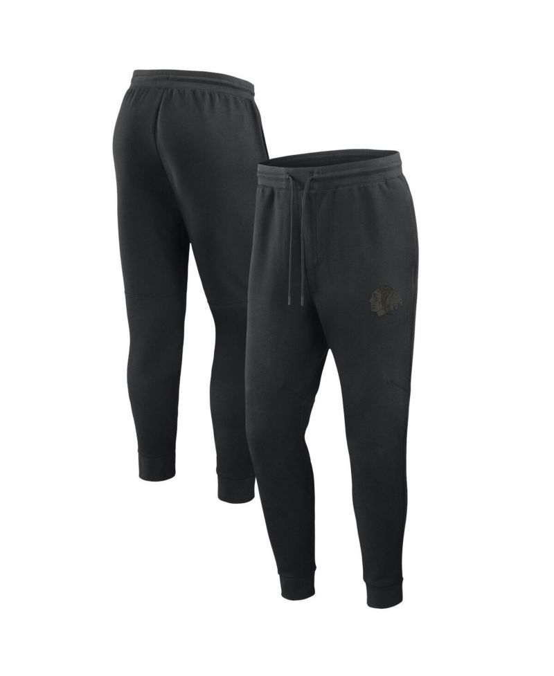 Men's Black Chicago Blackhawks Authentic Pro Road Tri-Blend Joggers
