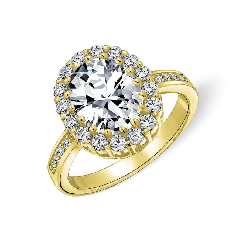 4CTW Cubic Zirconia CZ Oval Halo Cocktail Statement Ring Sterling Silver