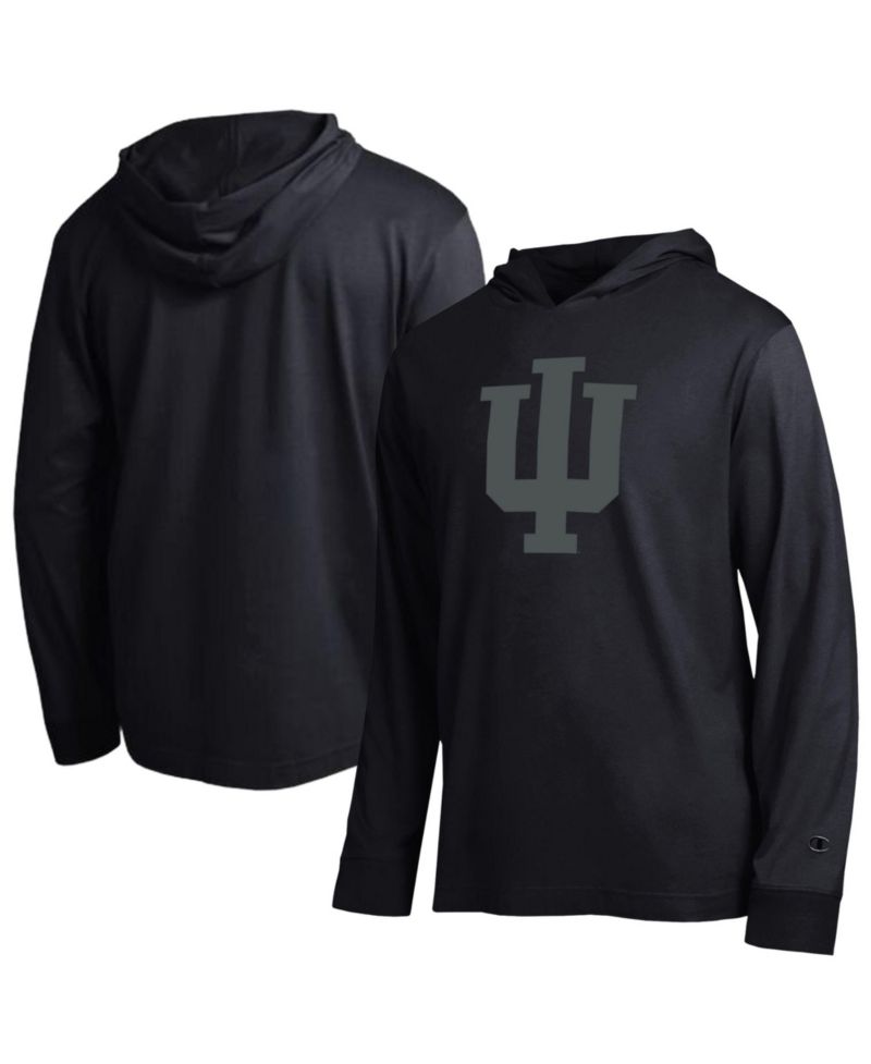 Men's Black Indiana Hoosiers Tonal All-Star Long Sleeve Hooded T-Shirt