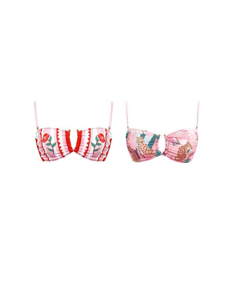 Women's Jungle Rose Reversible Square Bandeau Top