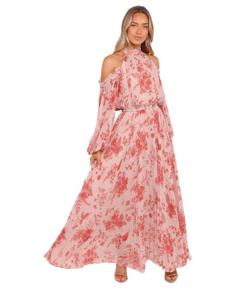 Women's Hilary Pleated Maxi Dress - Red Floral