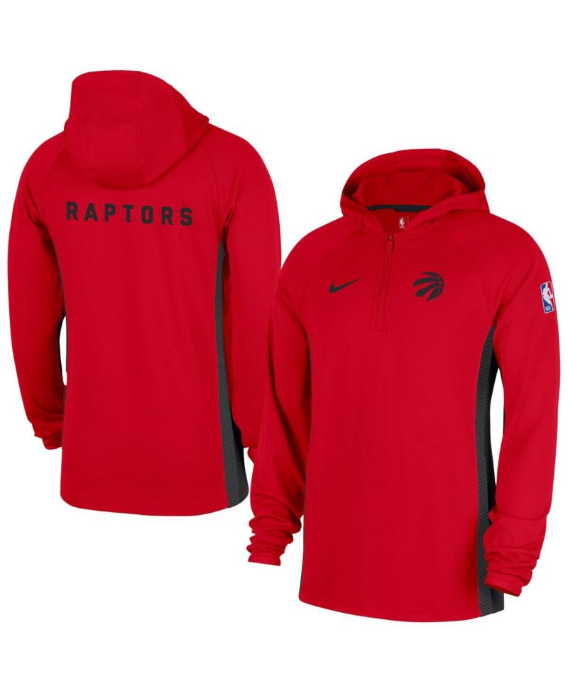 Men's Red Toronto Raptors Authentic On Court Zone Quarter-Zip Dri-FIT Hoodie Jacket