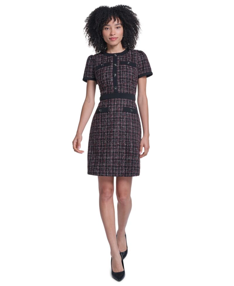 Women's Tweed Contrast-Trim Sheath Dress