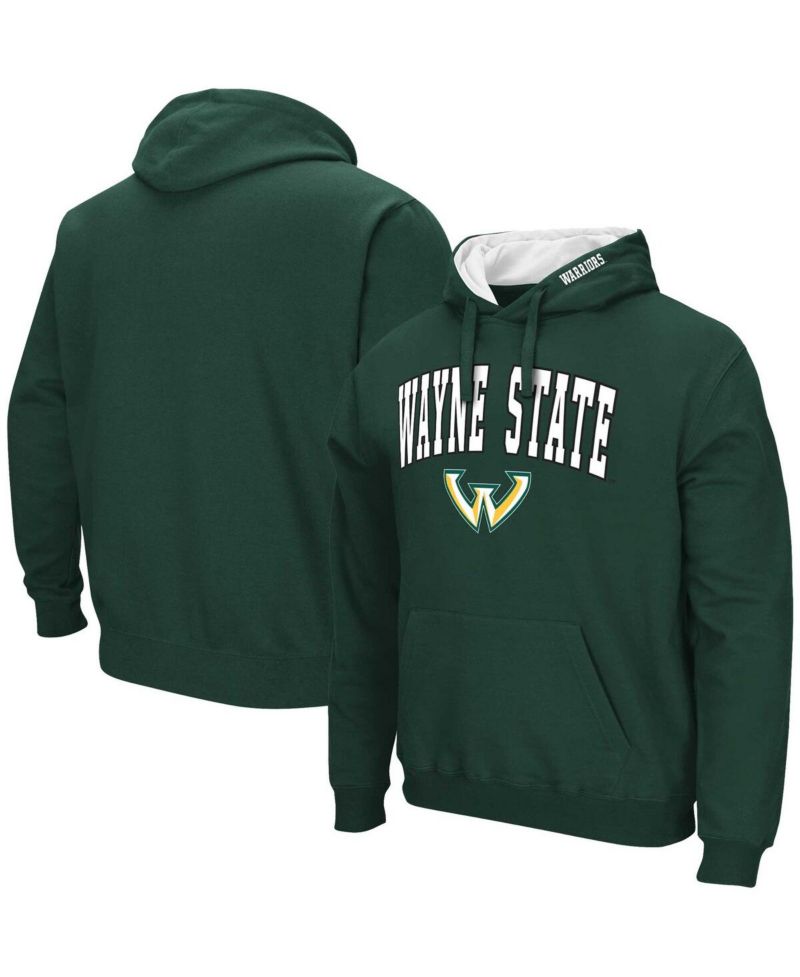 Men's Green Wayne State Warriors Arch & Logo Pullover Hoodie