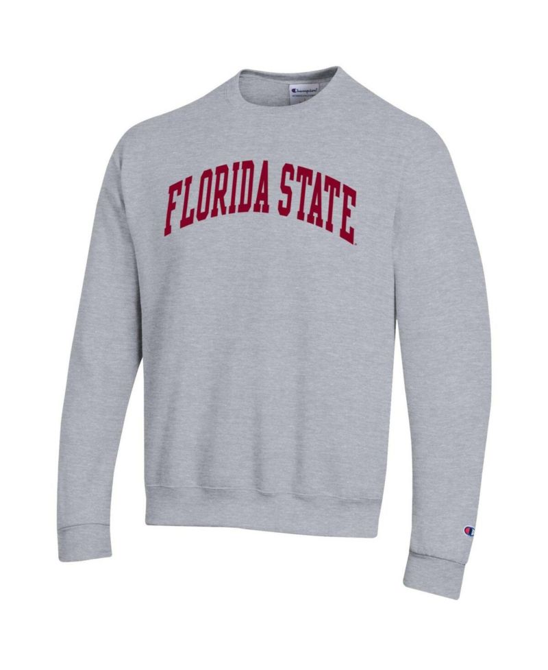 Men's Heather Gray Florida State Seminoles Basic Arch Fleece Pullover Sweatshirt