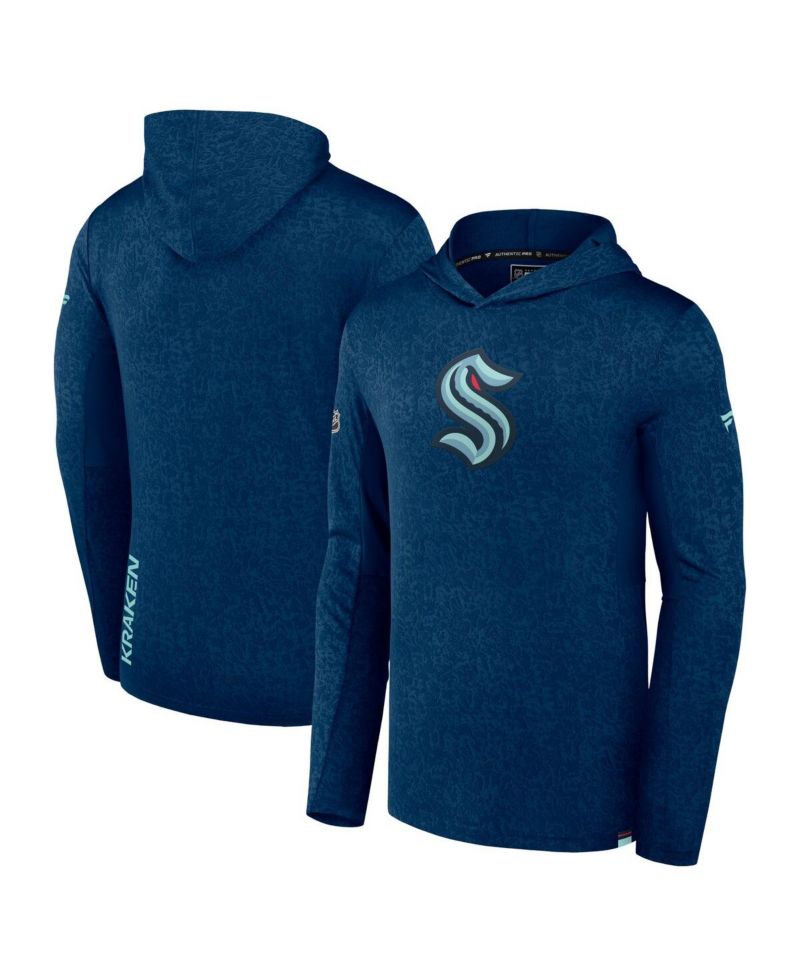 Men's Deep Sea Blue Seattle Kraken Authentic Pro Lightweight Pullover Hoodie