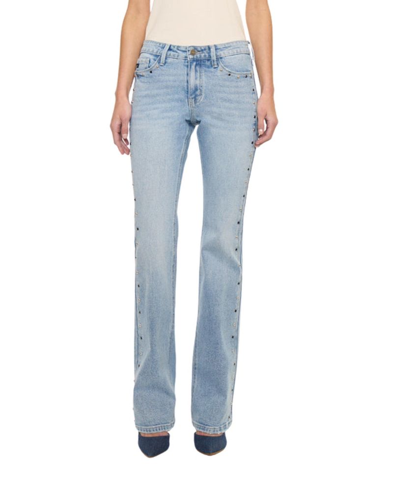 Women's Mid Rise Rhinestone Stud Bootcut Jeans