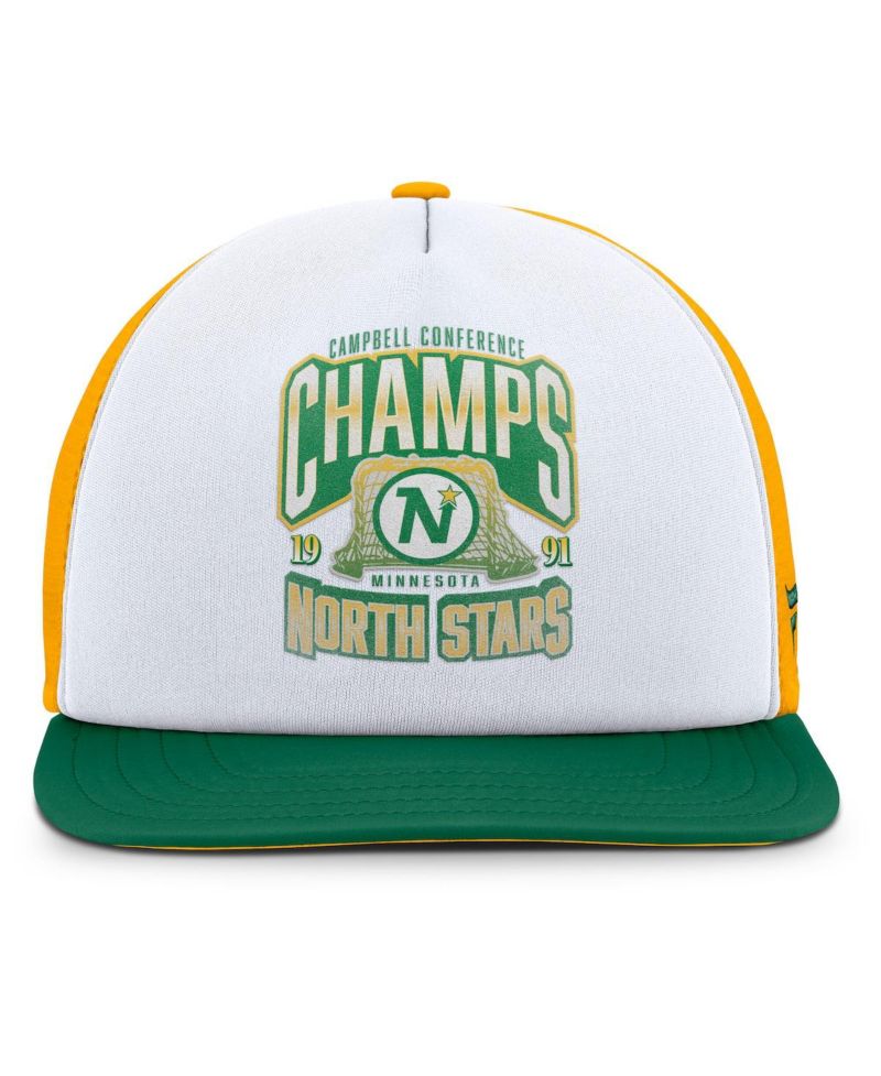 Men's White/Green Minnesota North Stars Decades Collection Foam Front Snapback Hat
