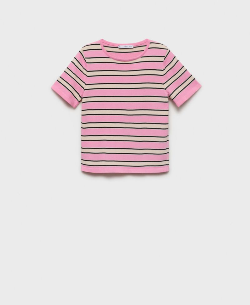 Women's Combined Stripes Short-Sleeved Sweater
