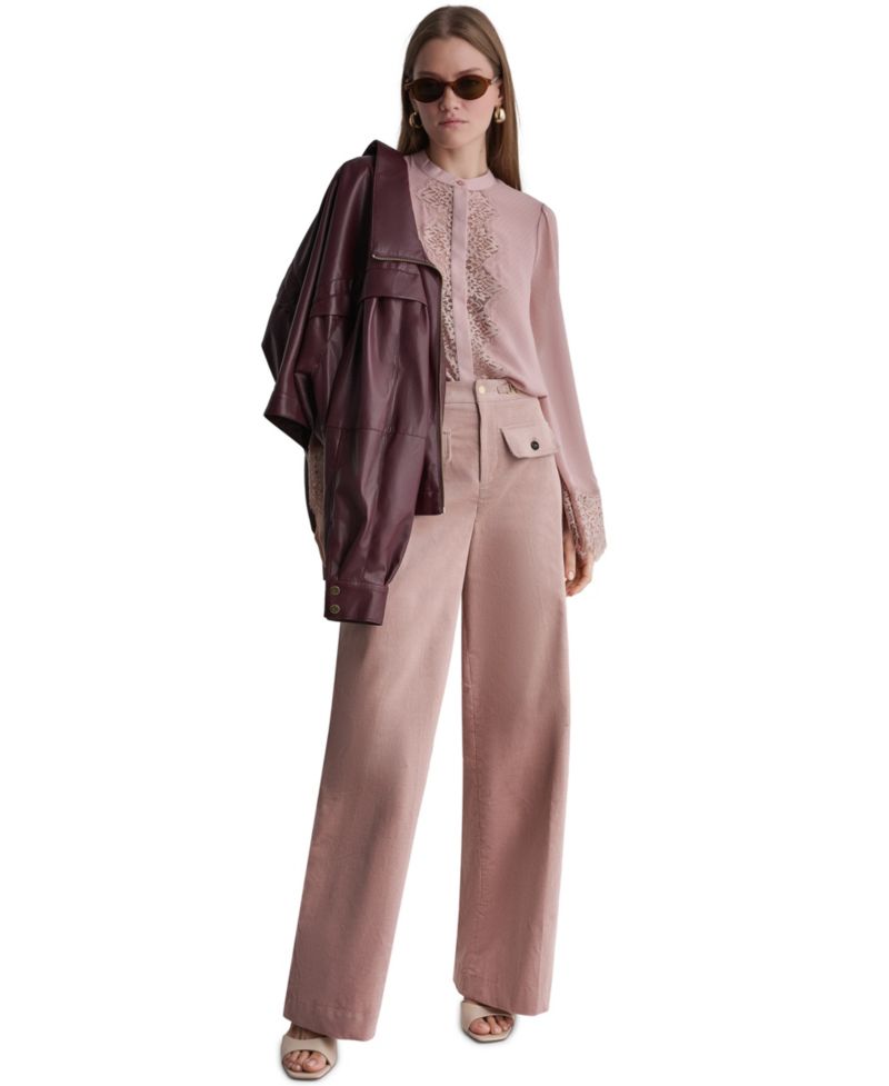 Women's Corduroy Wide-Leg High-Waisted Pants