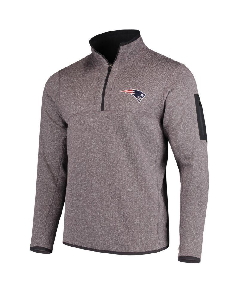 Men's Charcoal New England Patriots Fortune Quarter-Zip Pullover Jacket