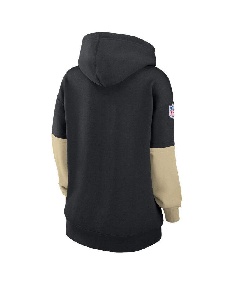 Women's Black New Orleans Saints 2024 Sideline Essential Fleece Pullover Hoodie