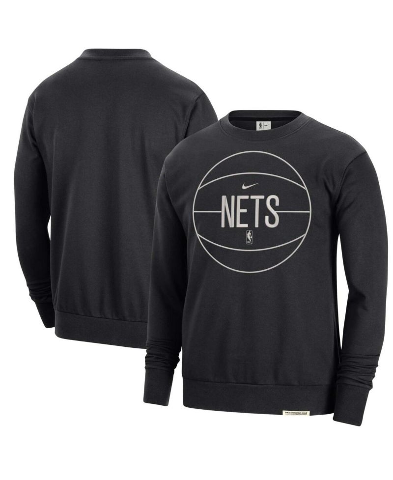 Men's Black Brooklyn Nets 2023/24 Authentic Standard Issue Travel Performance Pullover Sweatshirt