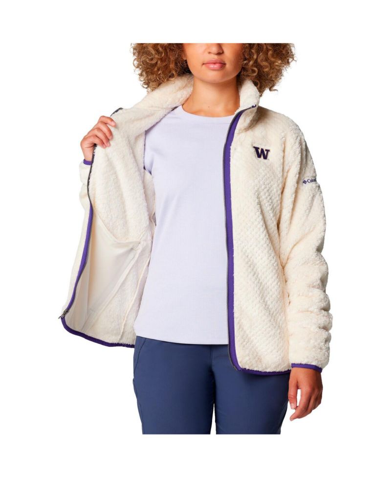 Women's Cream Washington Huskies Fireside II Sherpa Full-Zip Jacket