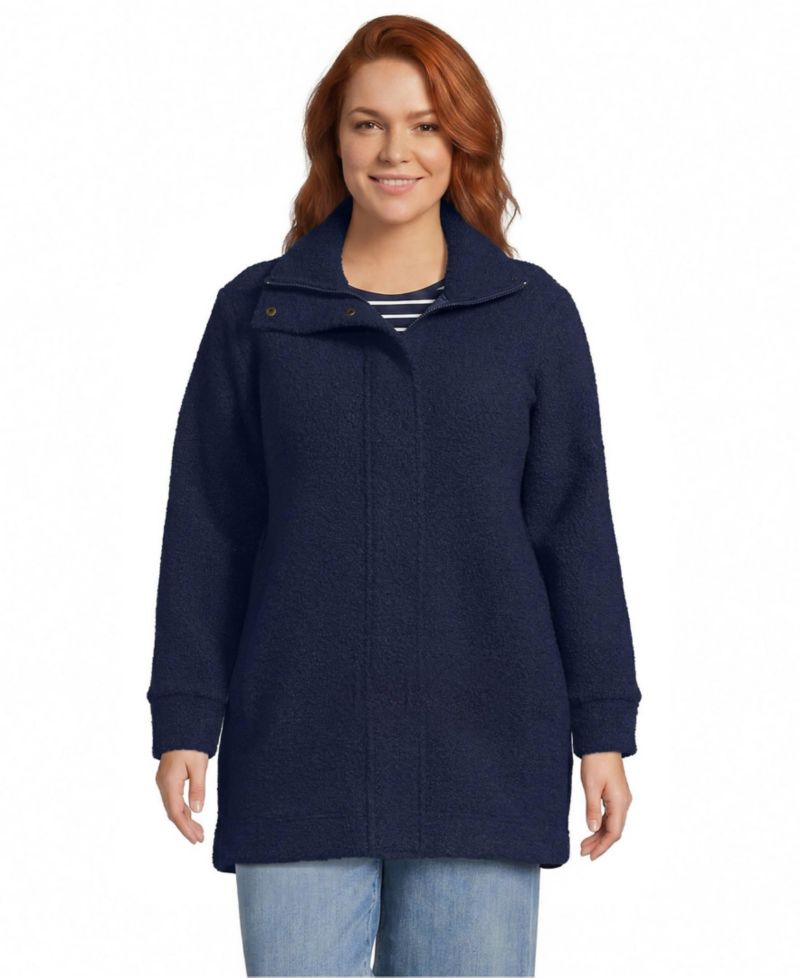 Plus Size Boucle Fleece Coat