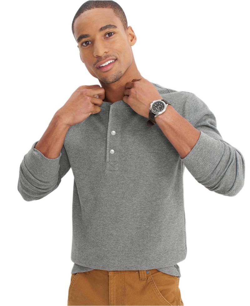 Men's Long Sleeve Thermal Waffle Henley