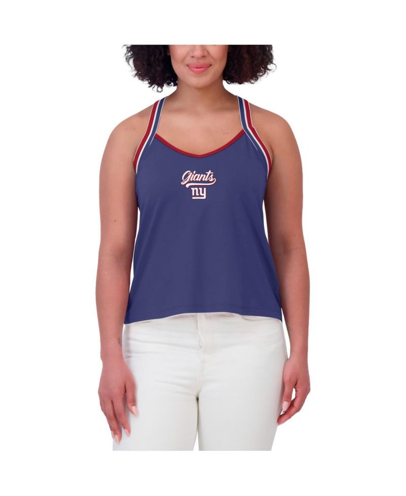 Women's Royal New York Giants Cross Strap Tri-Blend Tank Top