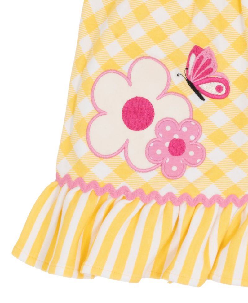 Baby Girls' Check Applique Round Neck Top and Leggings, 2-Piece Set
