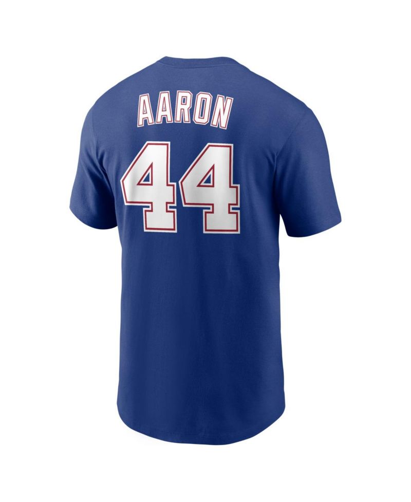 Men's Hank Aaron Royal Atlanta Braves Cooperstown Collection Name & Number T-Shirt