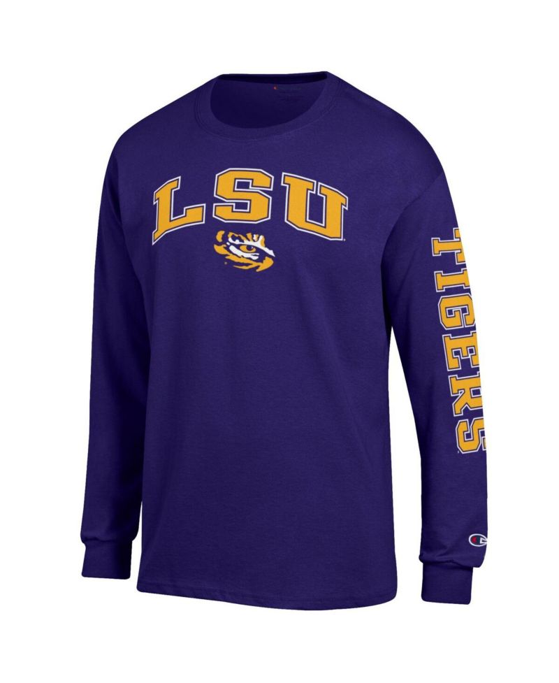 Men's Purple LSU Tigers Arch Over Logo 2-Hit Long Sleeve T-Shirt