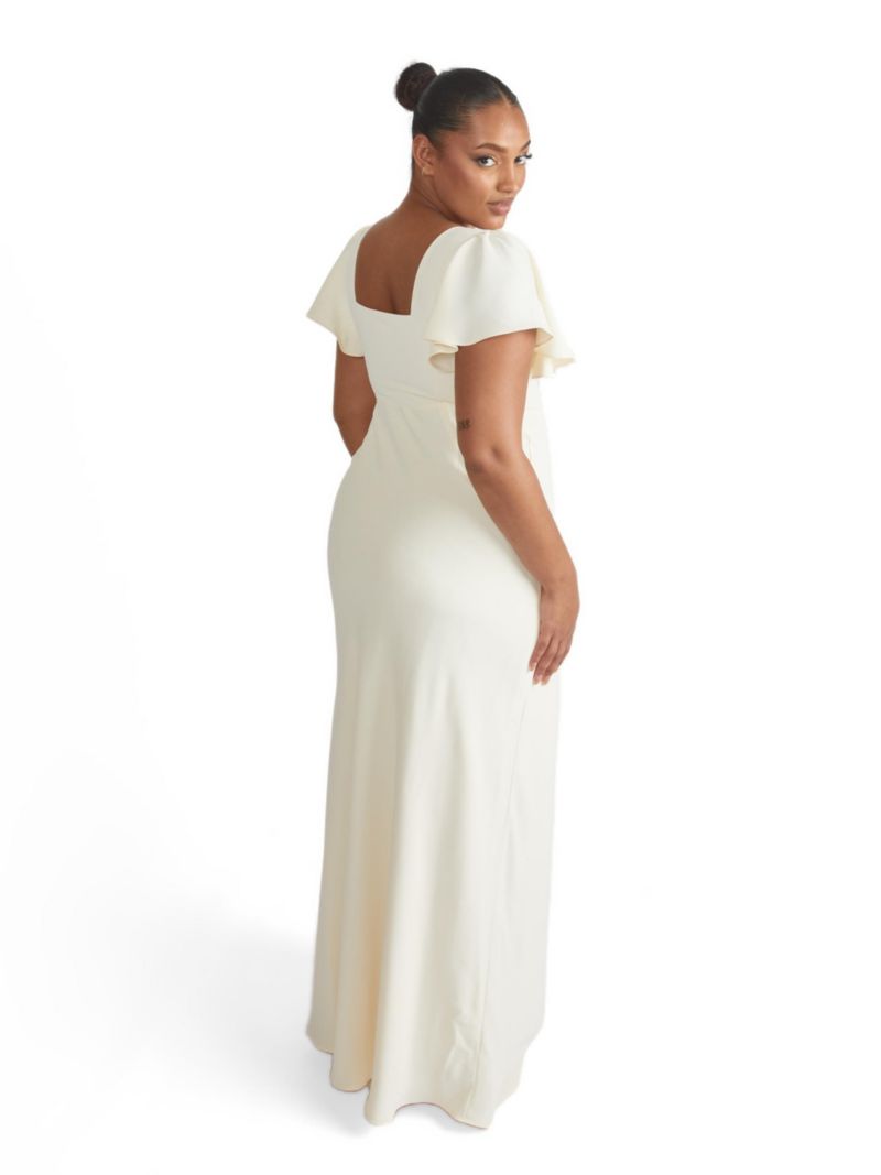 Women's Square Neck Crepe Bridesmaid Dress