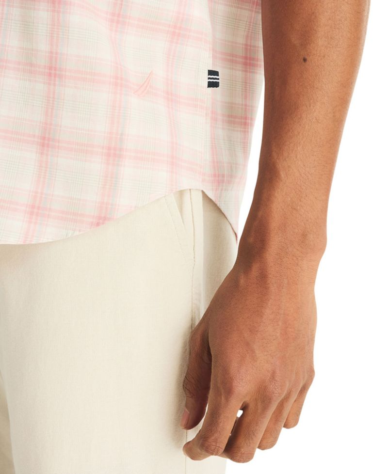 Men's Short-Sleeve 100% Cotton Plaid Collared Shirt
