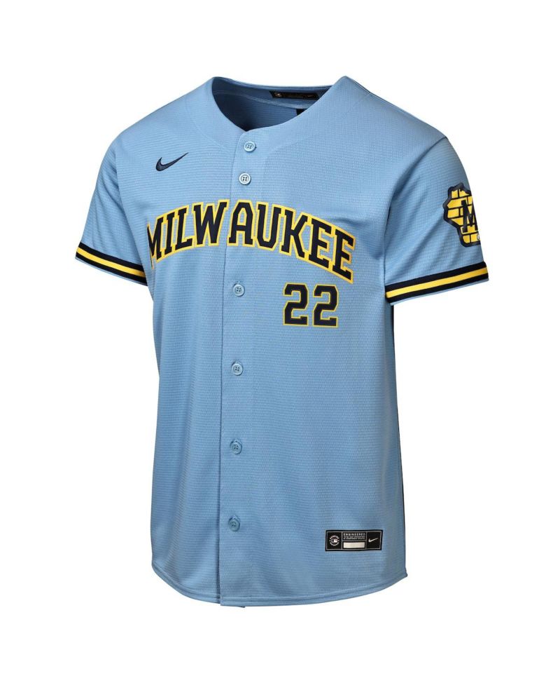Big Boys and Girls Christian Yelich Powder Blue Milwaukee Brewers Road Stadium Jersey
