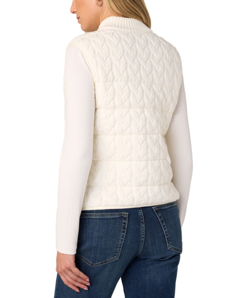 Women's Reversible Quilted Cable-Knit Sweater Vest